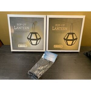 RH Restoration Hardware Pop Up Lantern Frosted Glass Tealight Candle Set W/Hooks